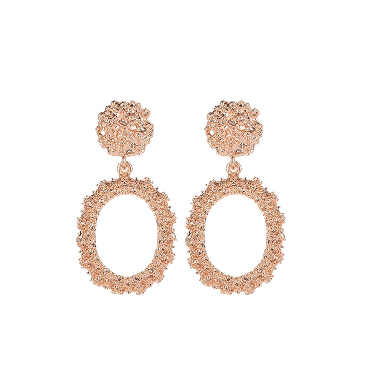 18K Rose Gold-Plated Open Oval Drop Earrings