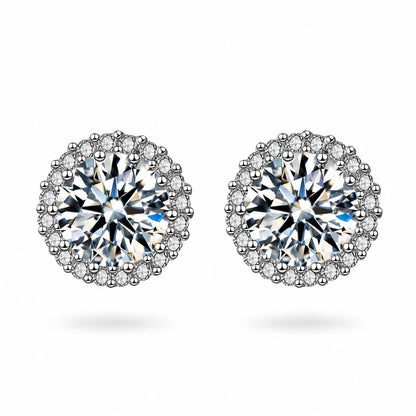 Cubic Zirconia and Crystal Silver-Plated Hola Stud Earrings, silver stud earrings for women, botanical inspired, side view