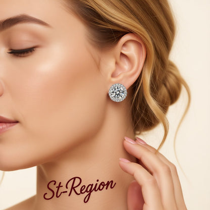 Cubic Zirconia and Crystal Silver-Plated Hola Stud Earrings, silver stud earrings for women, botanical inspired, styled look