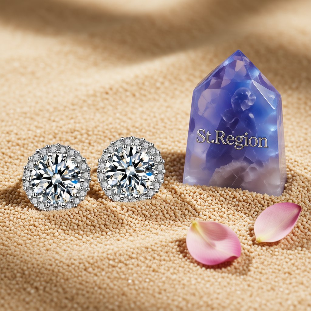 Cubic Zirconia and Crystal Silver-Plated Hola Stud Earrings, silver stud earrings for women, detail close-up