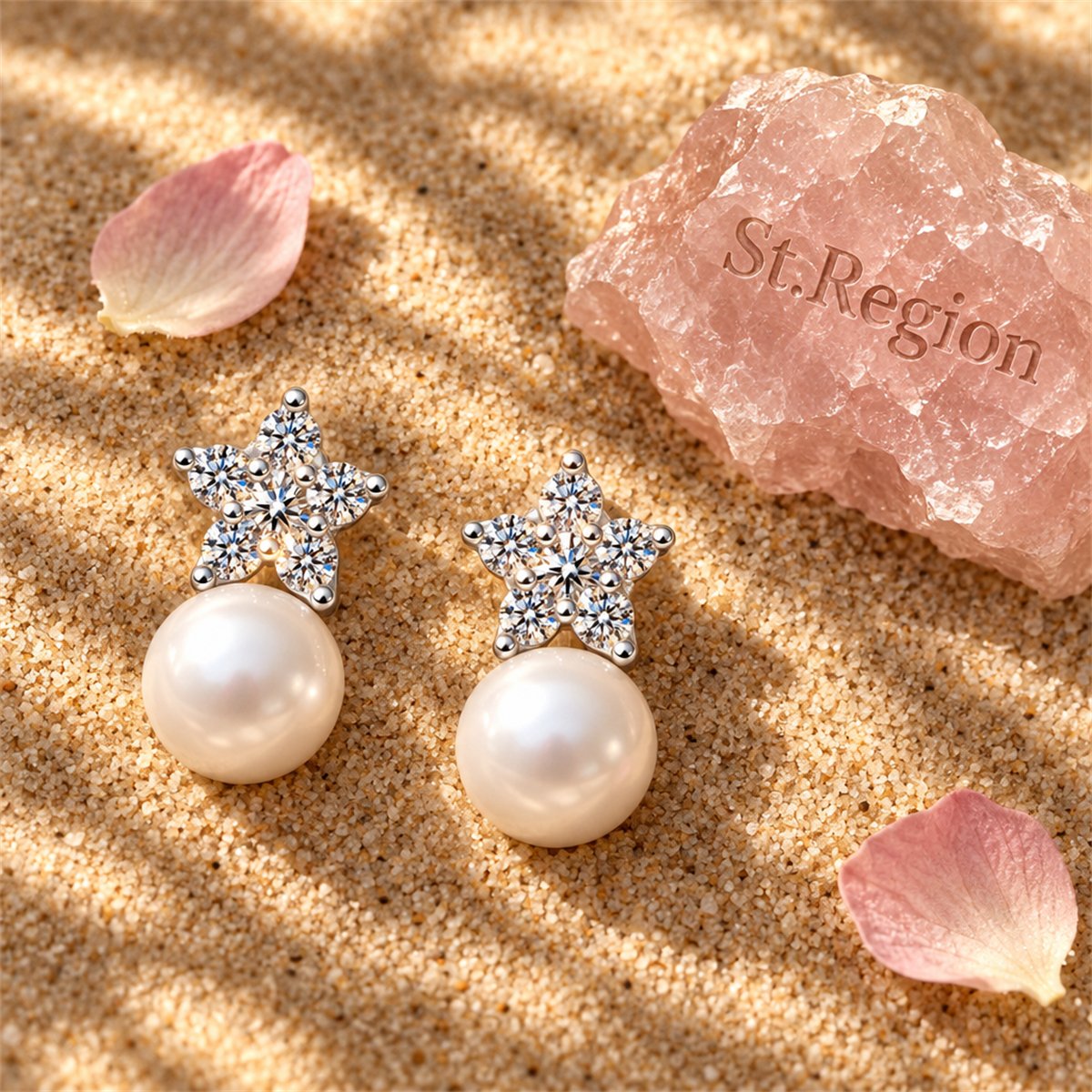 Cubic Zirconia and Pearl Plum Stud Earrings, stud earrings for women, vintage-inspired design, detail close-up