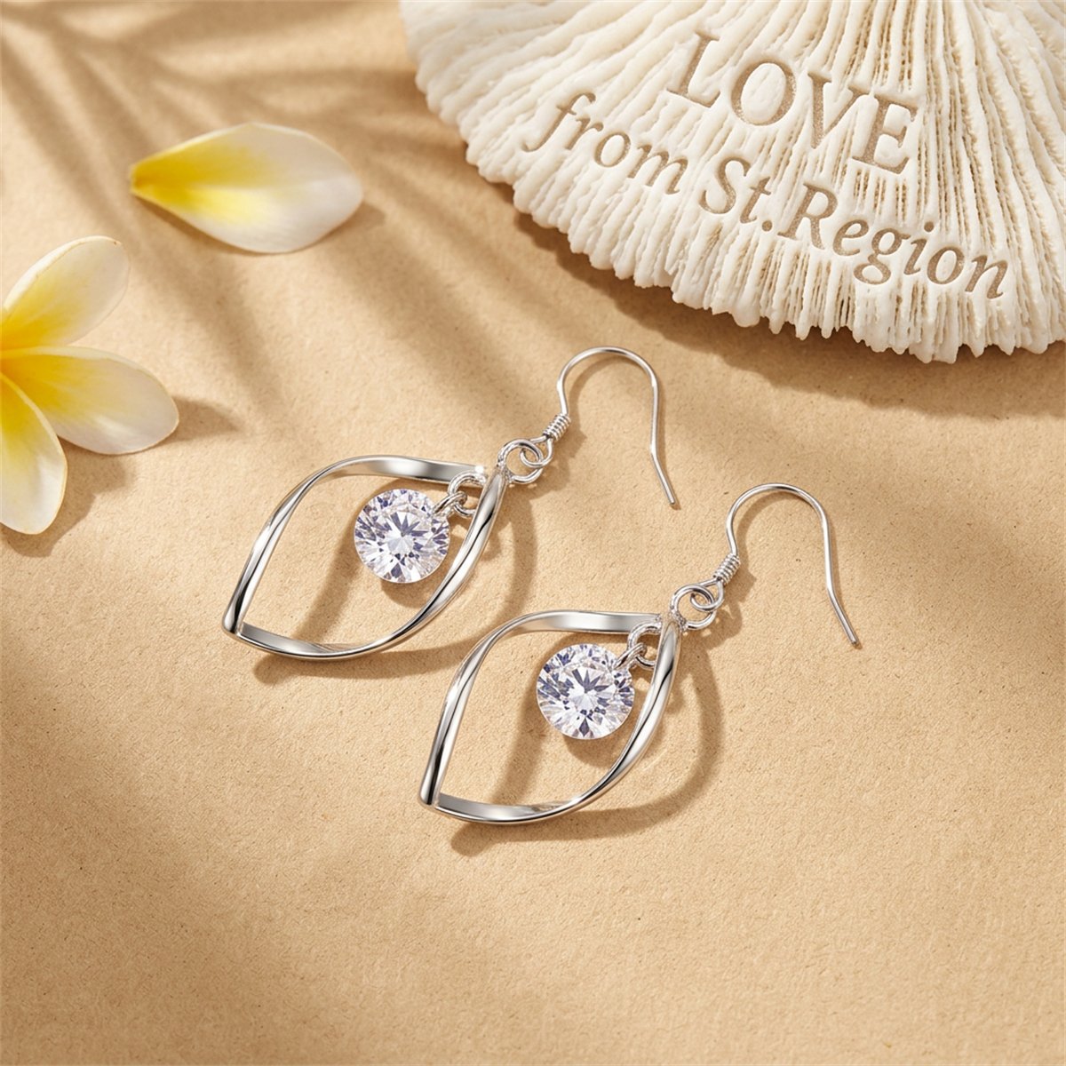Cubic Zirconia and Silver-Plated Twisted Drop Earrings, silver drop earrings for women, everyday style, lifestyle look
