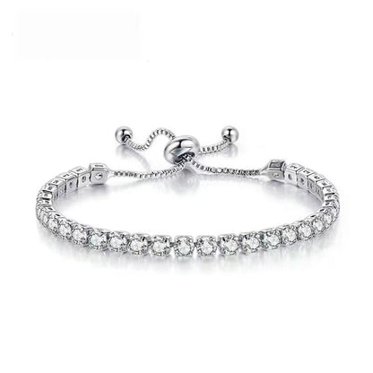 Cubic Zirconia & Silver-Plated Adjustable Link Bracelet
