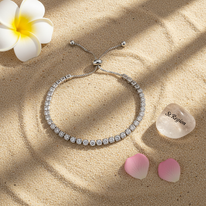 Cubic Zirconia & Silver-Plated Adjustable Link Bracelet - Street Region
