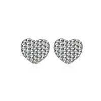 Cubic Zirconia & Sterling Silver Heart Pavé Stud Earrings