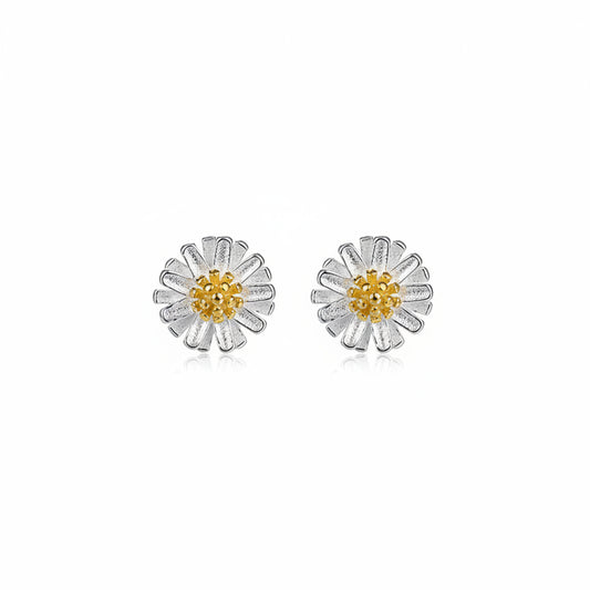18K Gold-Plated & Sterling Silver Flower Stud Earrings - Street Region