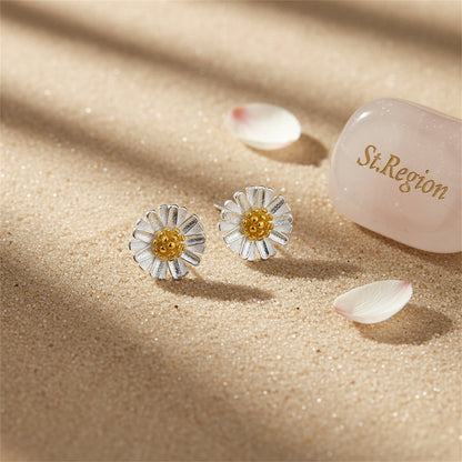18K Gold-Plated & Sterling Silver Flower Stud Earrings - Street Region