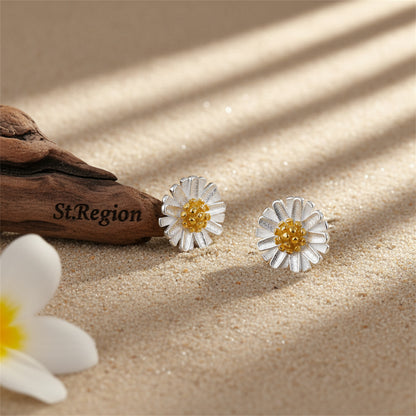 18K Gold-Plated & Sterling Silver Flower Stud Earrings - Street Region