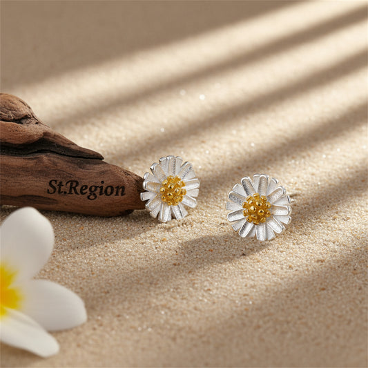 18K Gold-Plated & Sterling Silver Flower Stud Earrings - Street Region