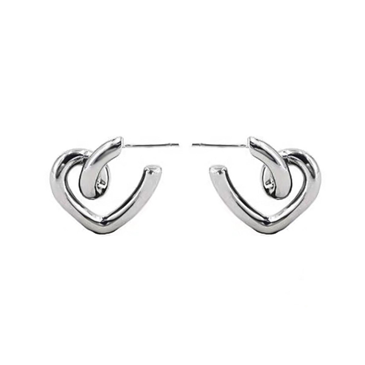 Silver-Plated Swirl-Heart Stud Earrings