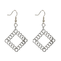 Silver-Plated Chain Rhombus Drop Earrings