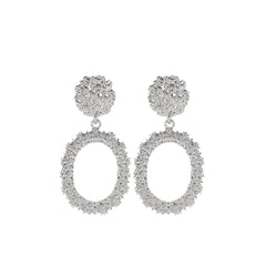 Silver-Plated Open Oval Drop Earrings