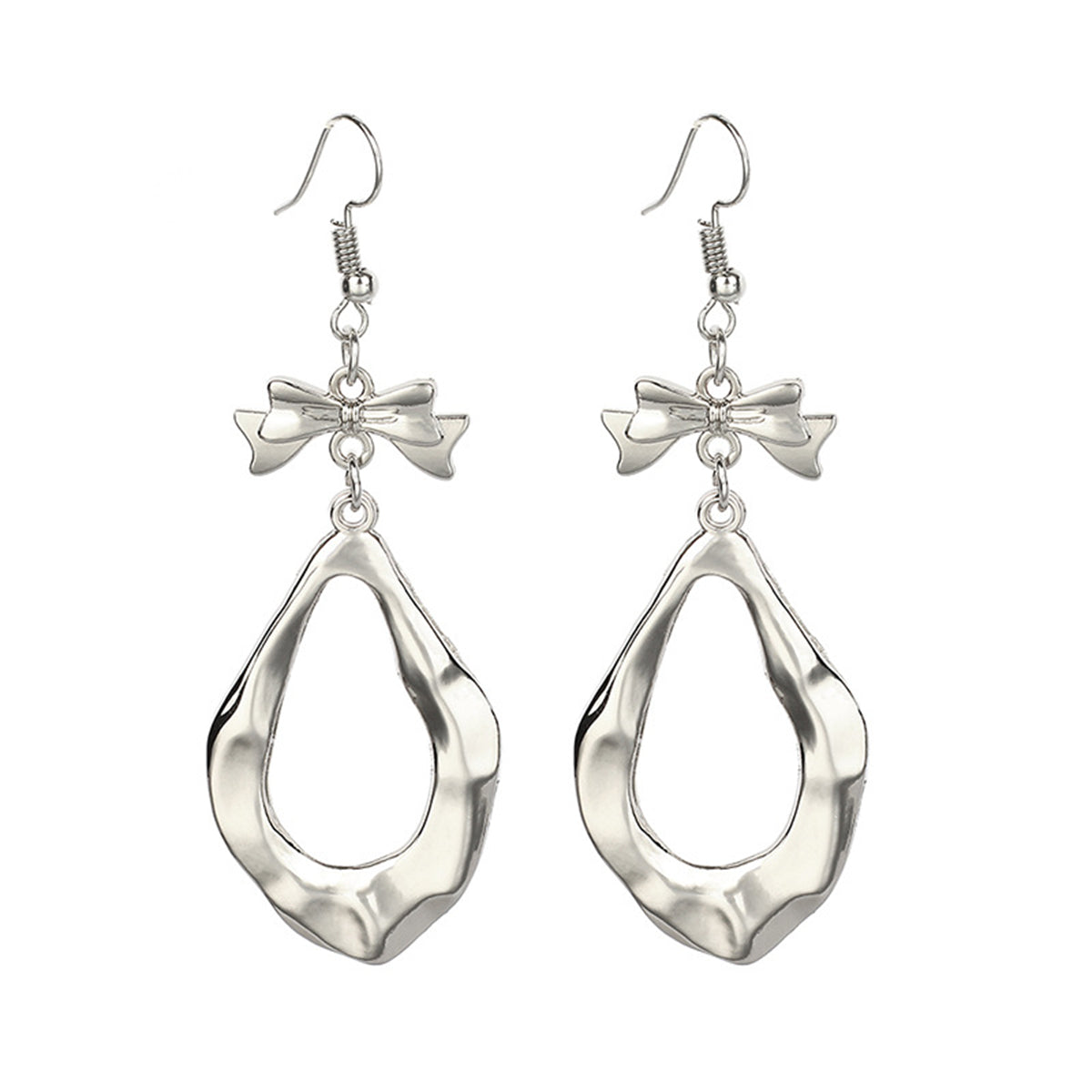 Silver-Plated Bow Drop Earrings