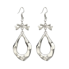 Silver-Plated Bow Drop Earrings