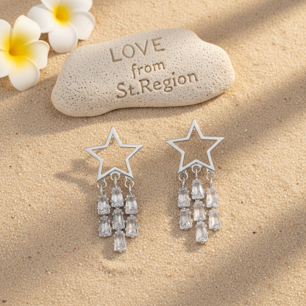 Crystal & Silver-Plated Open Star Tassel Drop Earrings - Street Region