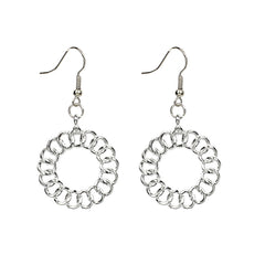 Silver-Plated Open Figaro Round Drop Earrings