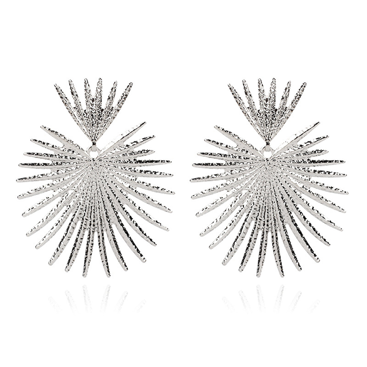 Silver-Plated Heart Burst Drop Earrings