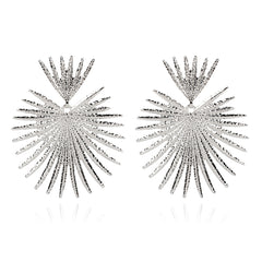 Silver-Plated Heart Burst Drop Earrings