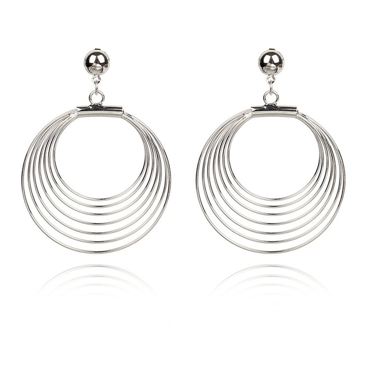 Silver-Plated Layer Wave Drop Earrings