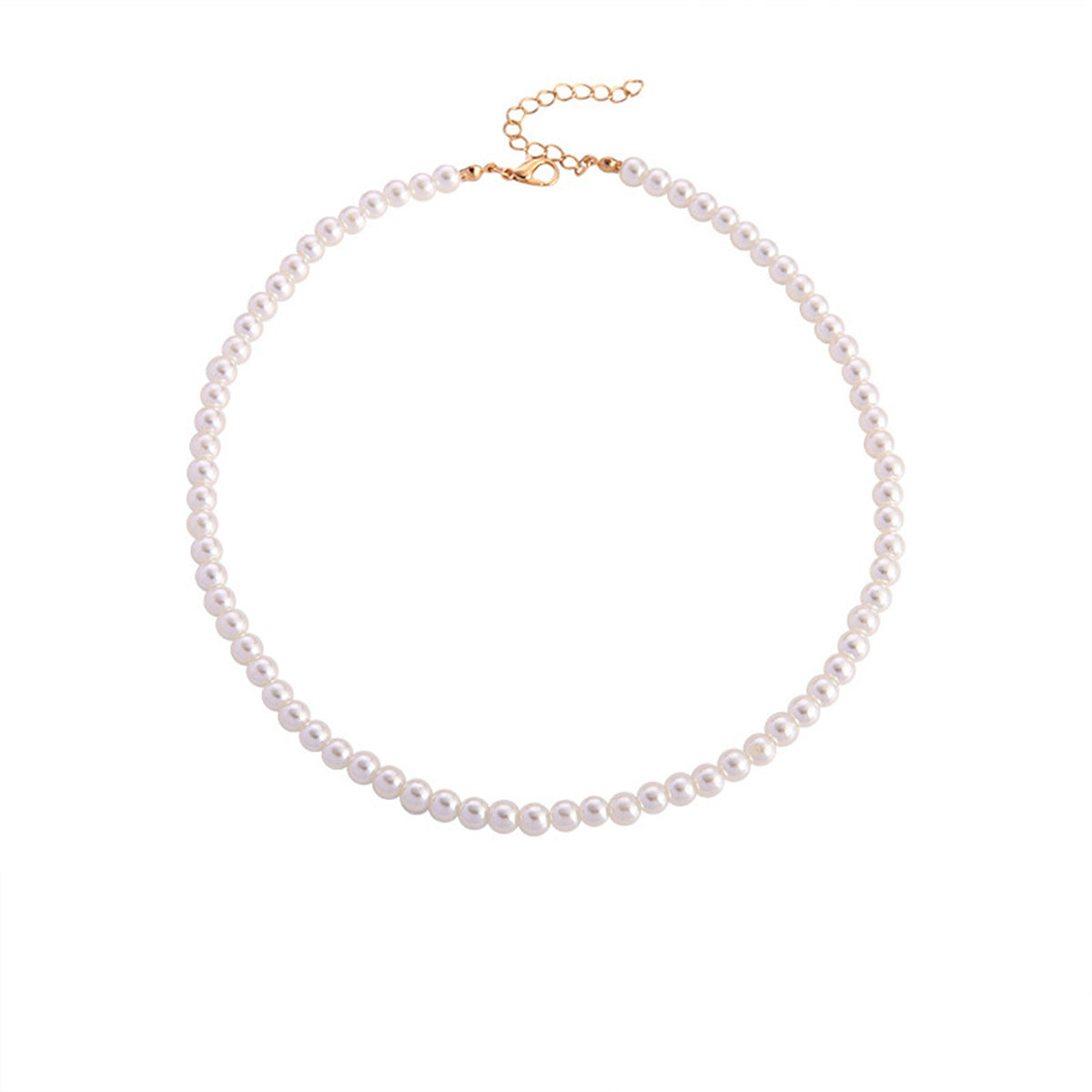 Pearl and 18K Gold-Plated Beaded Choker Necklace, gold pendant necklace for women, botanical inspired, front view
