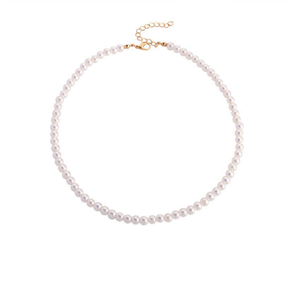 Pearl and 18K Gold-Plated Beaded Choker Necklace, gold pendant necklace for women, botanical inspired, front view