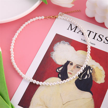 Pearl and 18K Gold-Plated Beaded Choker Necklace, gold pendant necklace for women, botanical inspired, lifestyle look