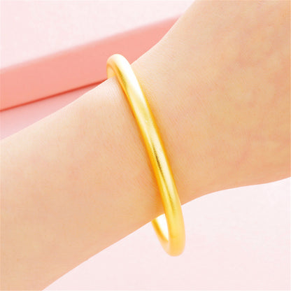 18K Gold-Plated Frosted Bangle, gold bangle bracelet, everyday style, lifestyle look