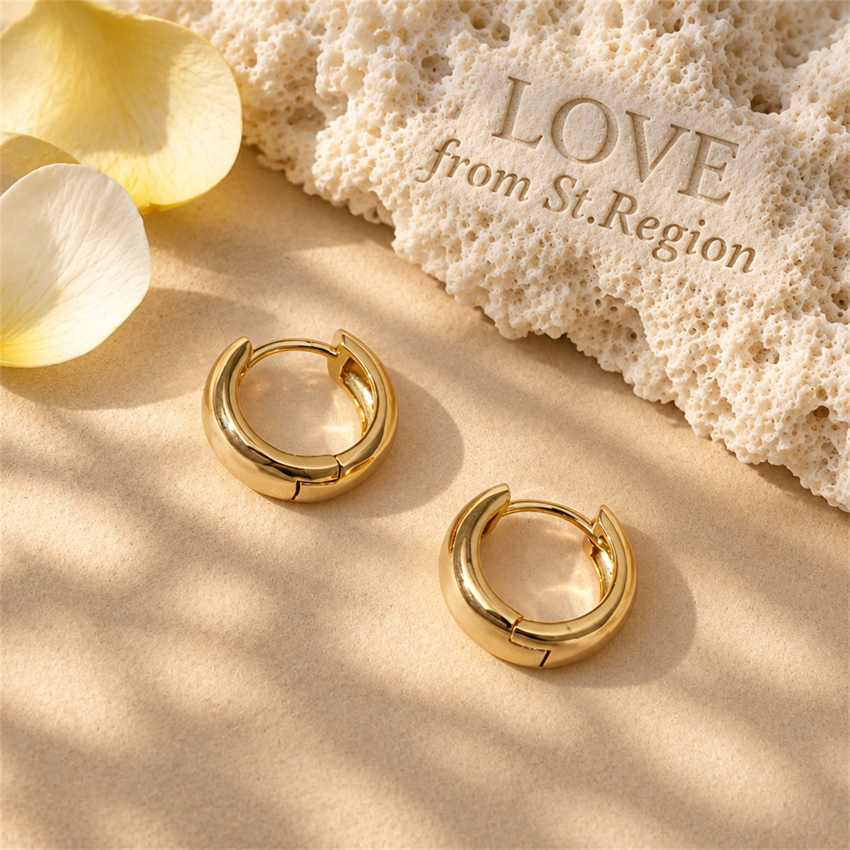 18K Gold-Plated Huggie Earrings, gold huggie earrings, everyday style, lifestyle look