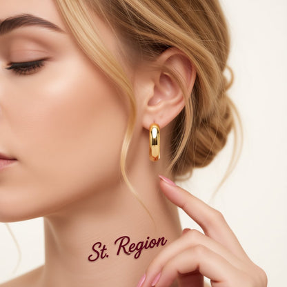 18K Gold-Plated Huggie Earrings, gold huggie earrings, everyday style, styled look