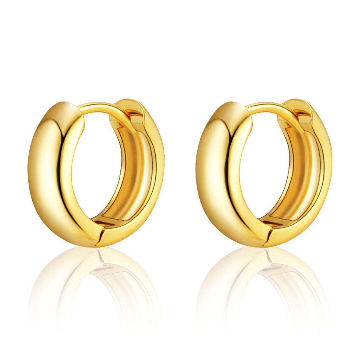 18K Gold-Plated Huggie Earrings, gold huggie earrings, everyday style, side view