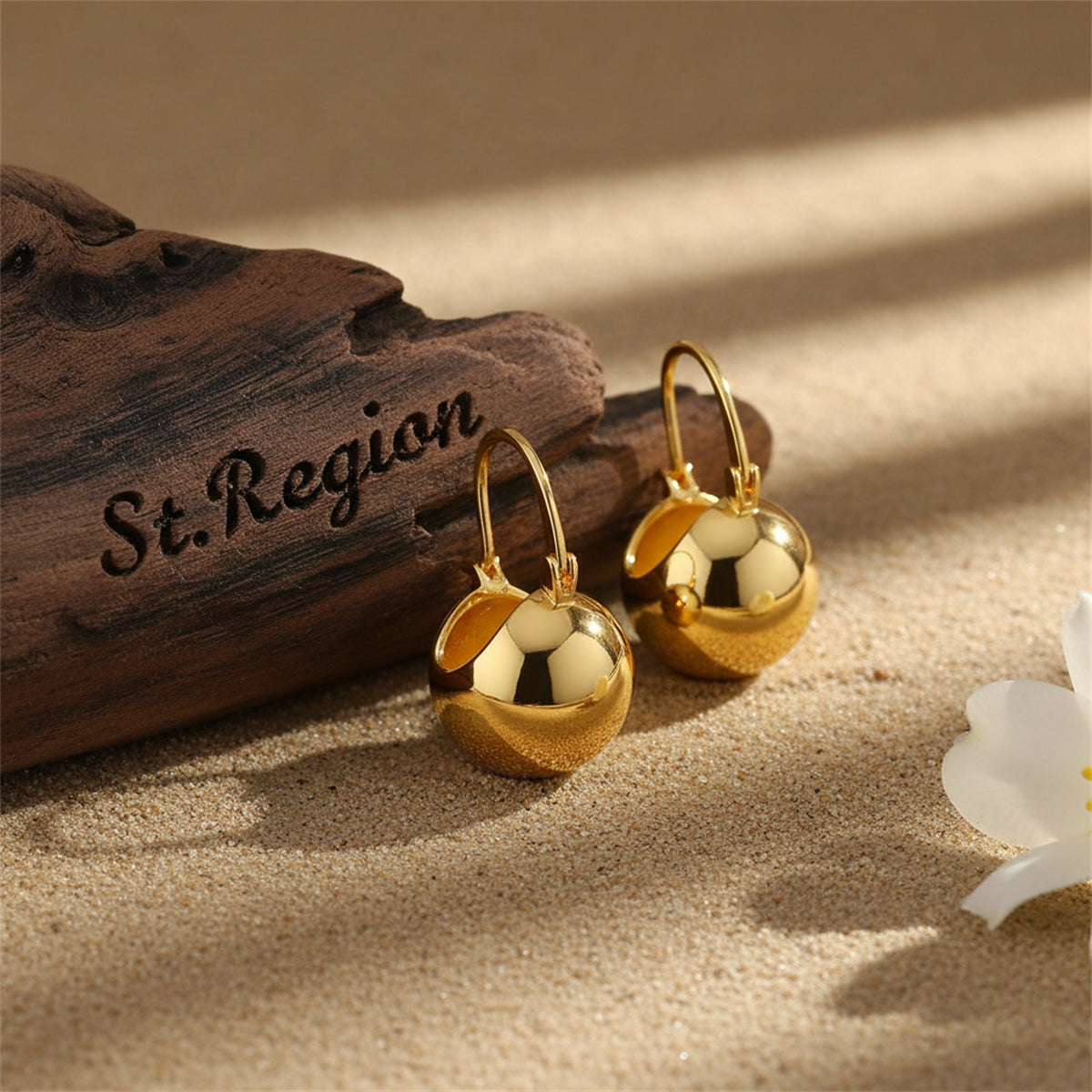 18K Gold-Plated Ball Huggie Earrings - Street Region