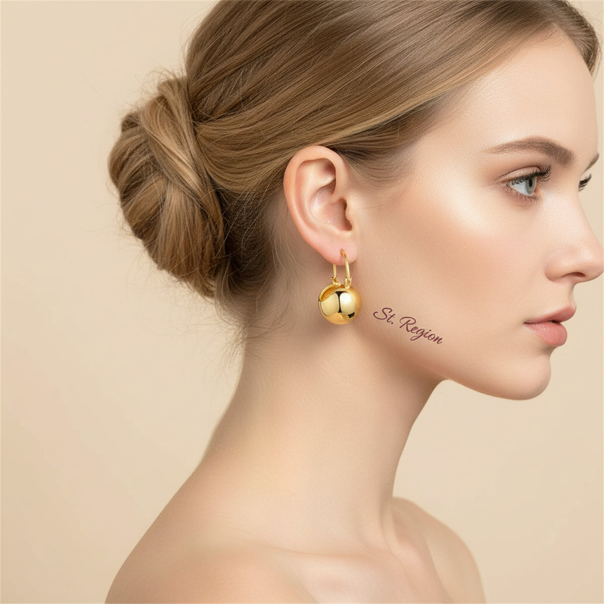 18K Gold-Plated Ball Huggie Earrings - Street Region