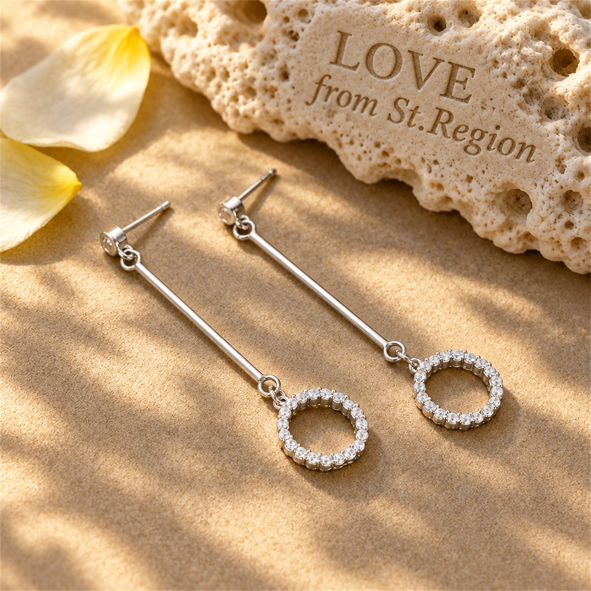 Cubic Zirconia and Silver-Plated Circle Drop Earrings, silver drop earrings for women, lifestyle look