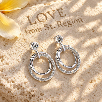 Cubic Zirconia and Silver-Plated Multi-Circle Stud Earrings, silver drop earrings for women, lifestyle look