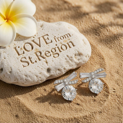 Crystal and Cubic Zirconia Silver-Plated Bow Earrings, silver stud earrings for women, lifestyle look
