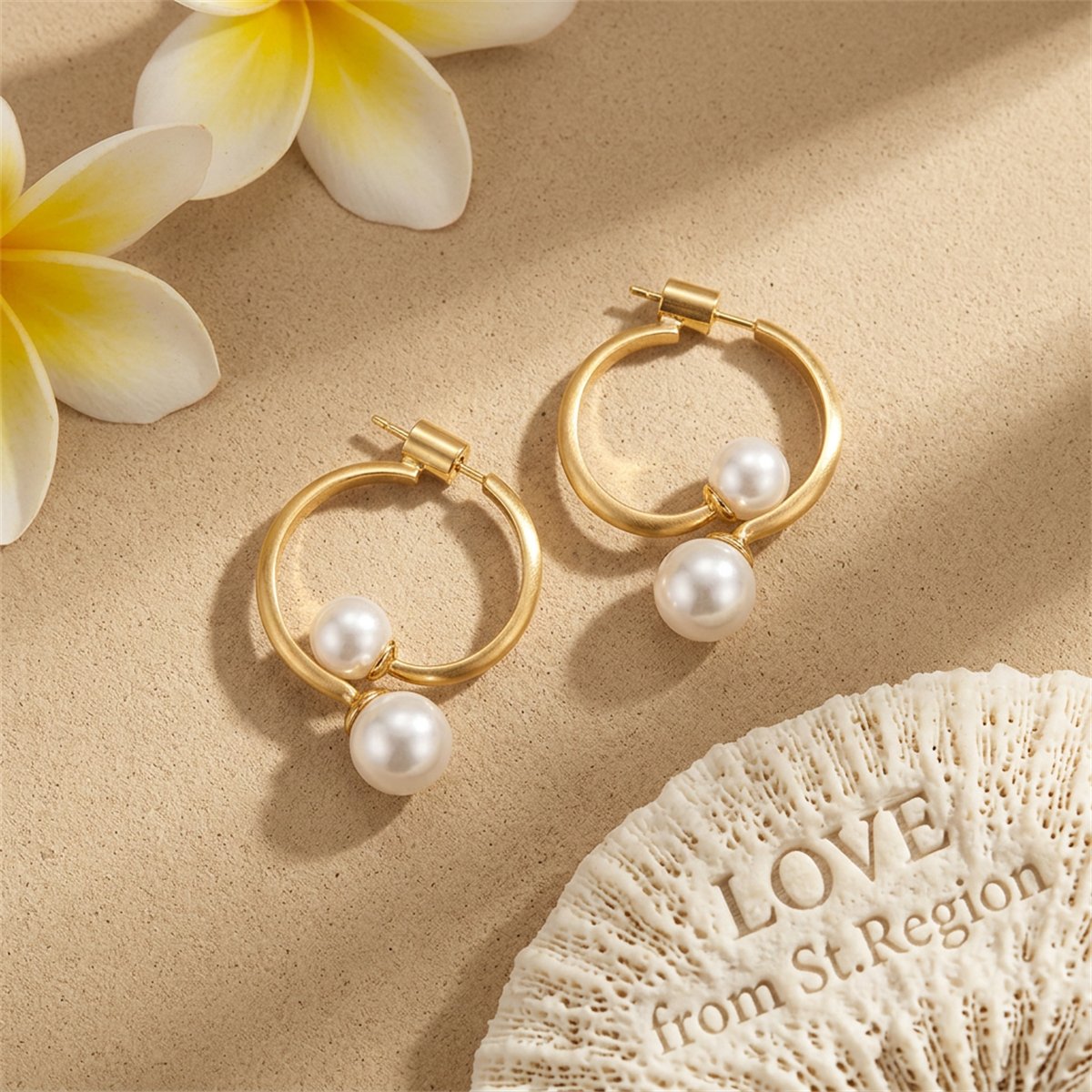 Pearl and 18K Gold-Plated Ring Drop Earrings, everyday style, lifestyle look