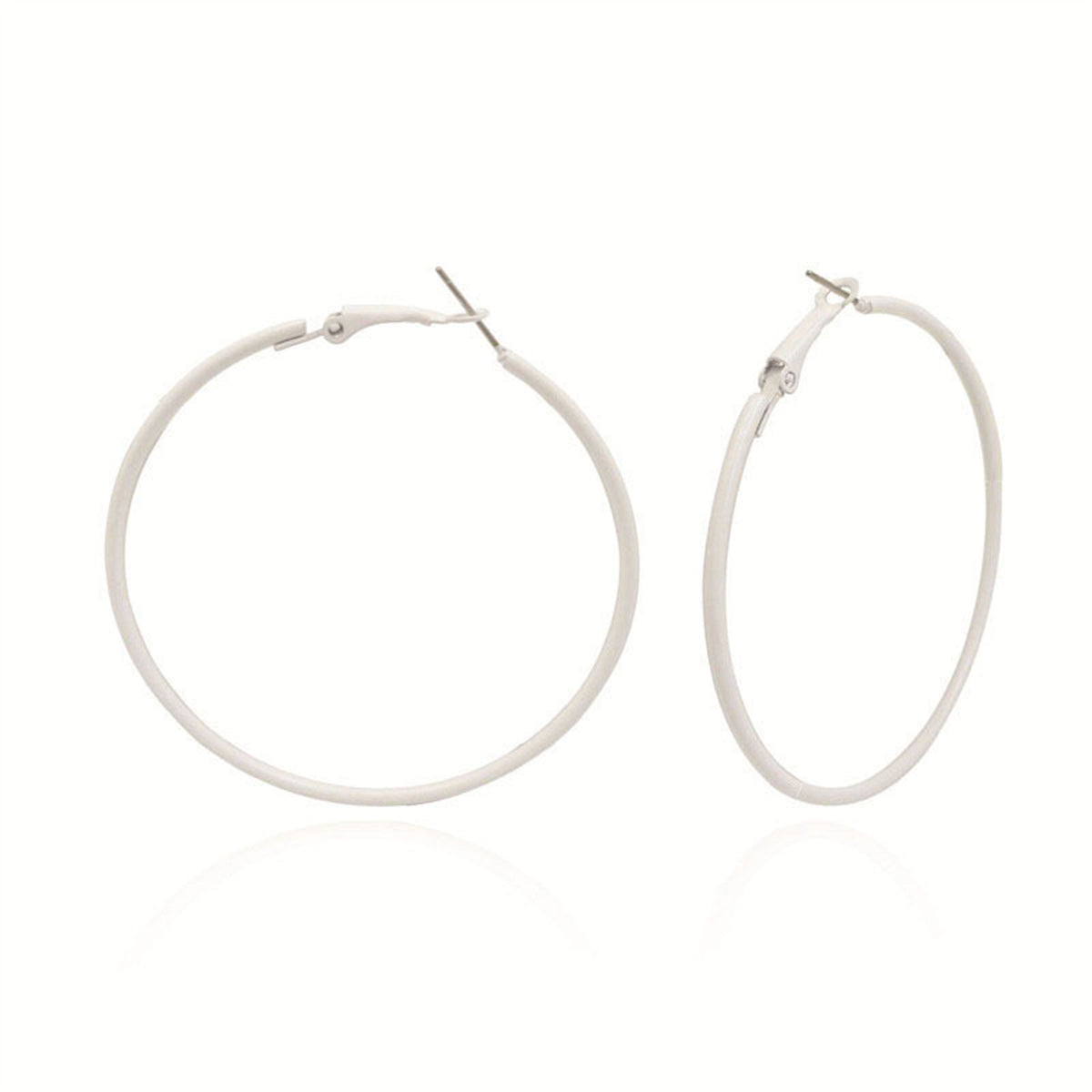 White Enamel & Silver-Plated Hoop Earrings