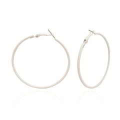 White Enamel & Silver-Plated Hoop Earrings