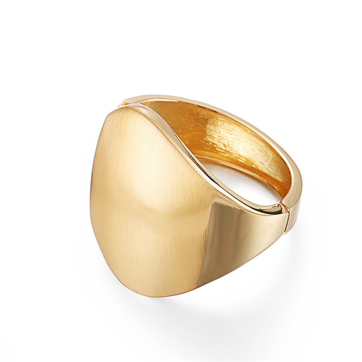 18K Gold-Plated Oval Face Hinge Bangle, gold bangle bracelet, elegant gift for her, front view