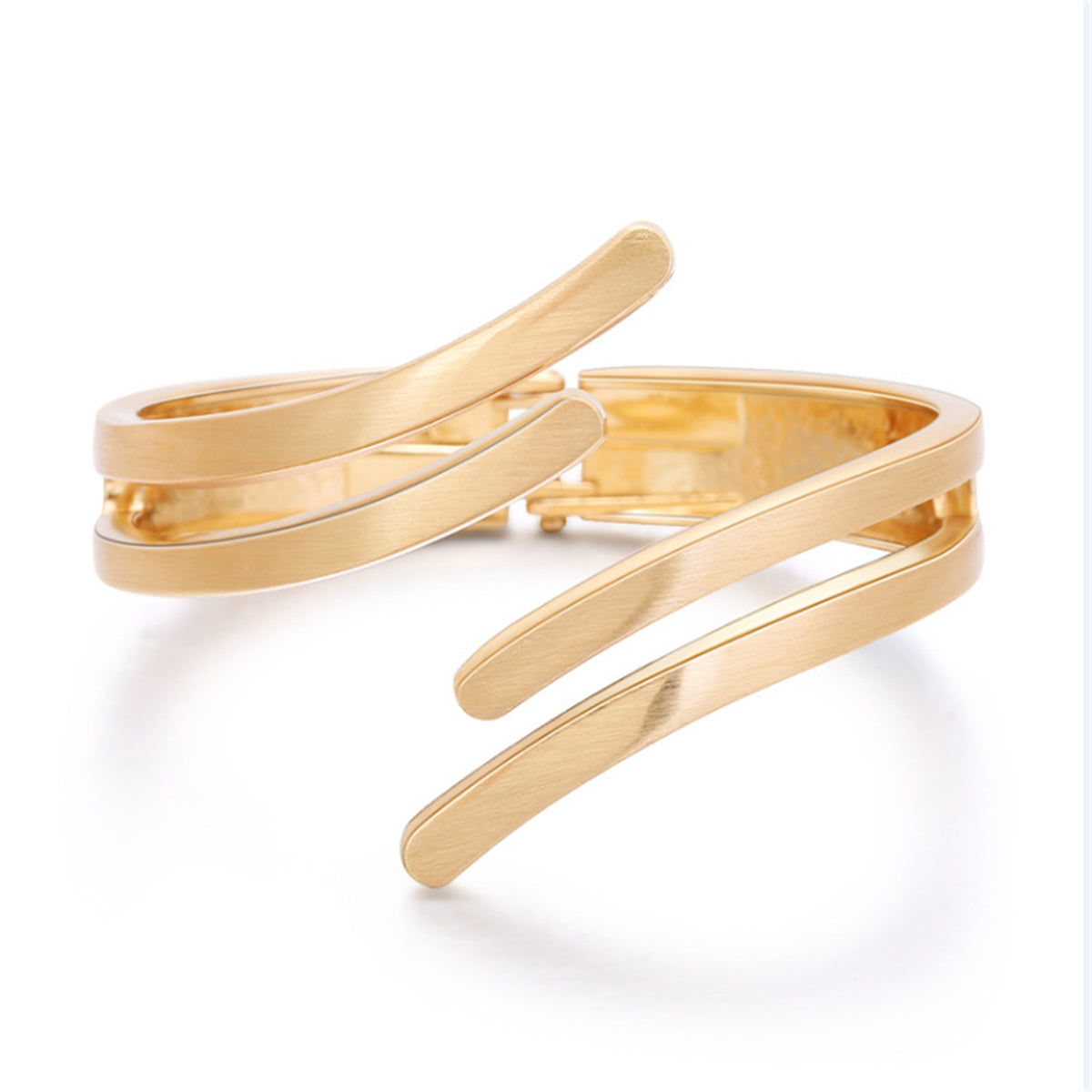 18K Gold-Plated Wing Open Bypass Coil Bracelet, gold bangle bracelet, everyday style, front view