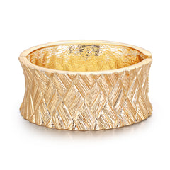 18K Gold-Plated Rhombus Pattern Hinge Bangle