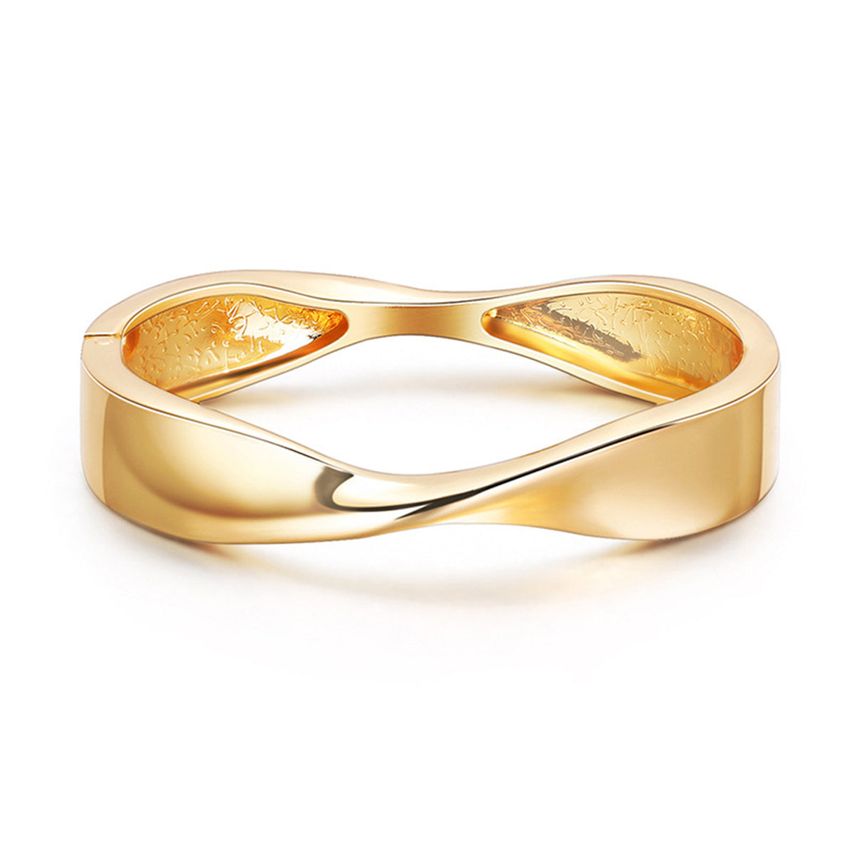 18K Gold-Plated Twisted Hinge Bangle, gold bangle bracelet, dainty minimalist design, side view
