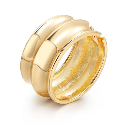 18K Gold-Plated Drum Hinge Bangle, gold bangle bracelet, dainty minimalist design, front view