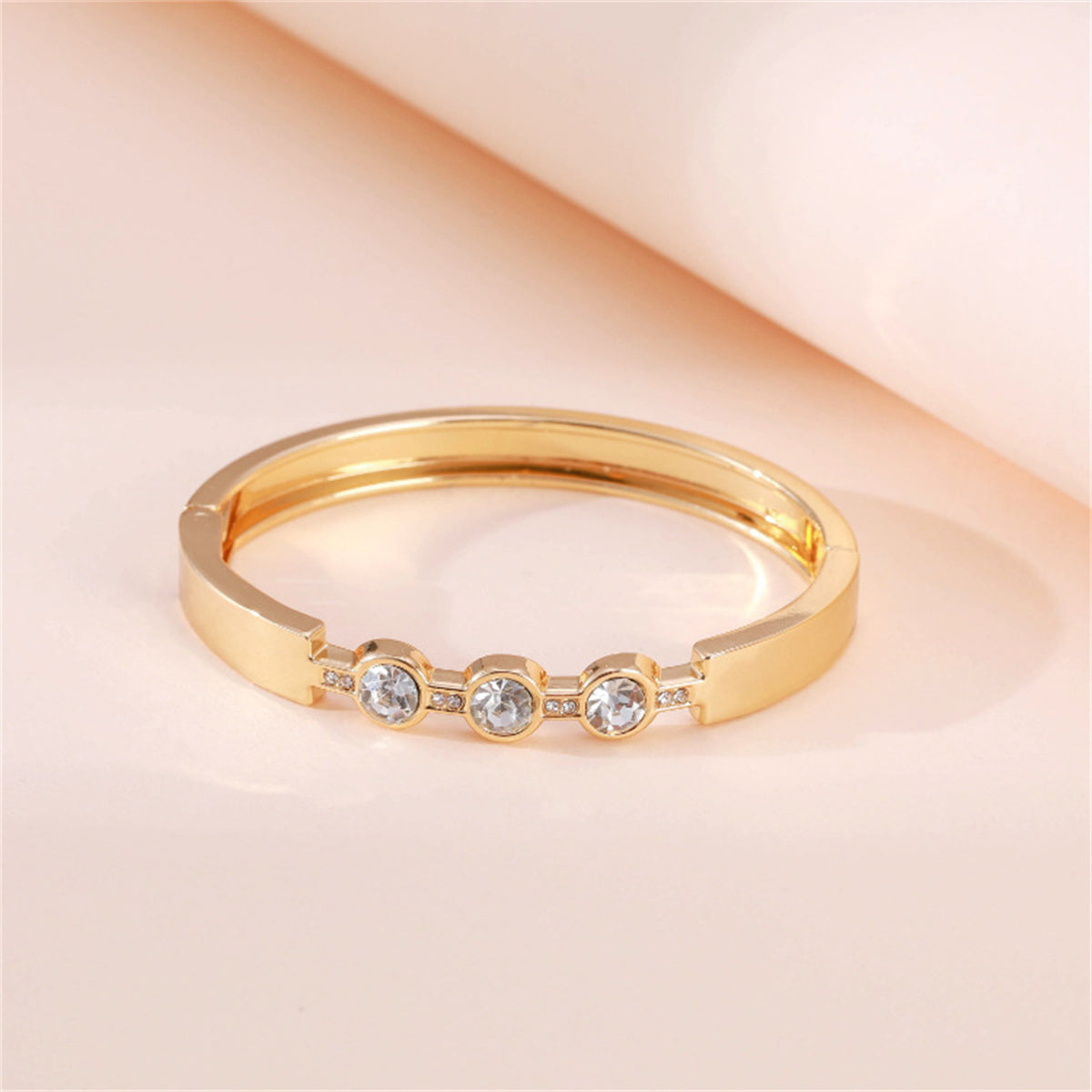 Cubic Zirconia and 18K Gold-Plated Bangle, gold bangle bracelet, everyday style, lifestyle look