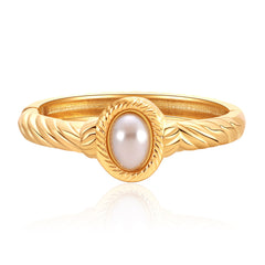 Pearl & 18K Gold-Plated Twine Oval Bangle