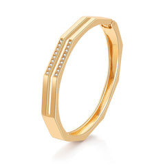Cubic Zirconia & 18K Gold-Plated Layered Bangle