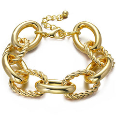 18K Gold-Plated Interlocked Twine Oval Chain Bracelet