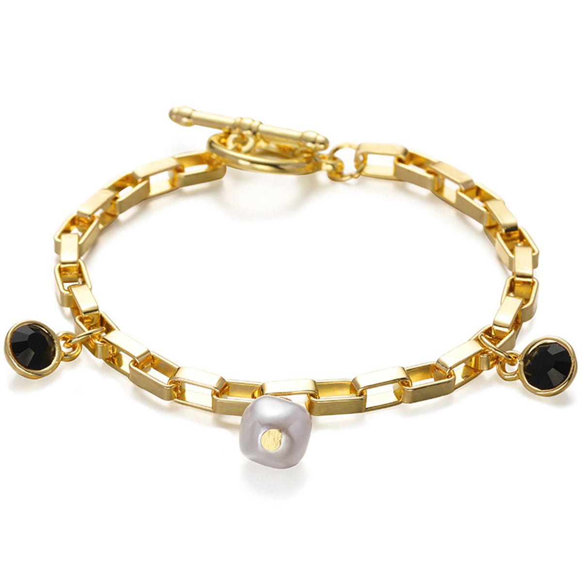 Pearl & Cubic Zirconia 18K Gold-Plated Charm Bracelet