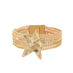18K Gold-Plated Curb Chain Star Layered Bracelet