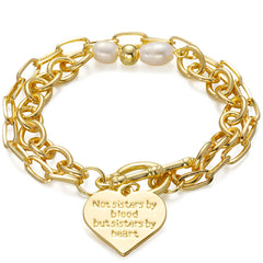 Pearl 18K Gold-Plated 'Sisters' Charm Bracelet